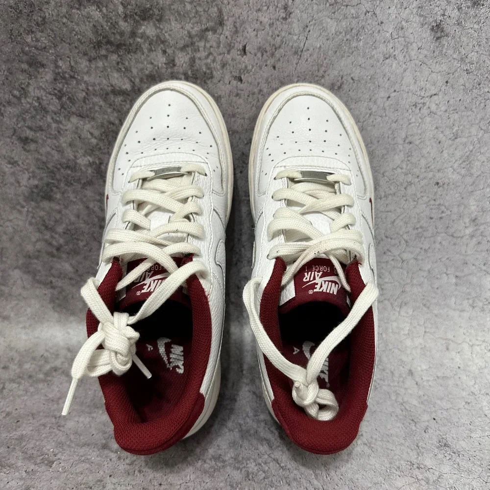 Nike Air Force 1 Low 07 LV8 Kids 6.5Y White Team Red HF0952-100 Sneakers Leather